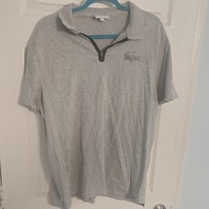 Lacoste Light Grey Short-Sleeve Polo with Half-Zip